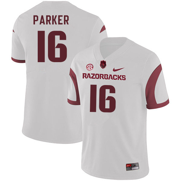 Men #16 Keuan Parker Arkansas Razorbacks College Football Jerseys Sale-White